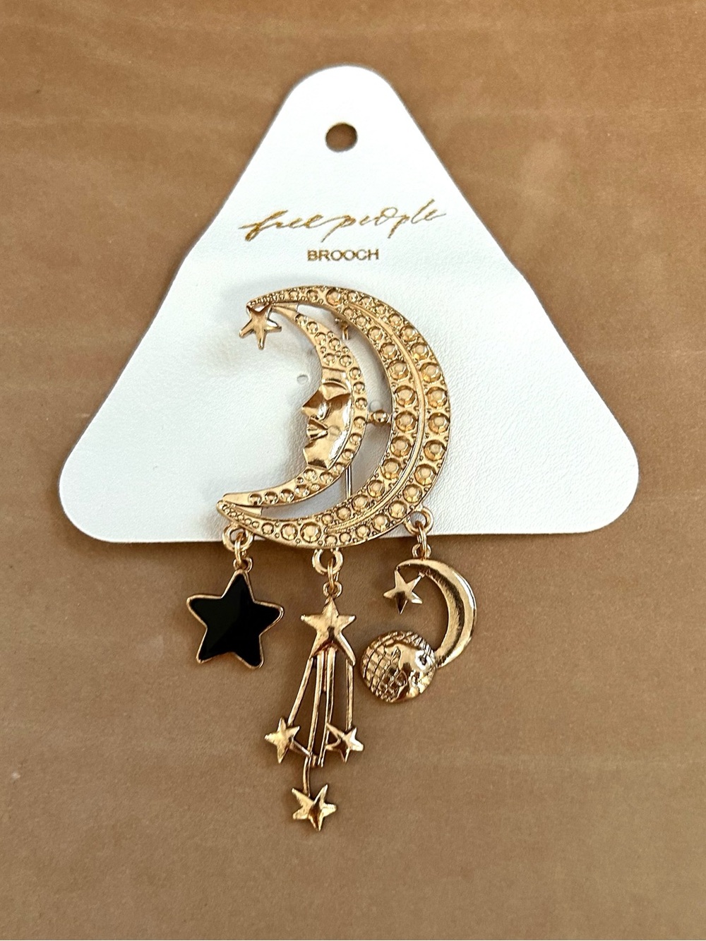 Free People Celestial Dreams Gold Toned Metal Charms Brooch NWT
